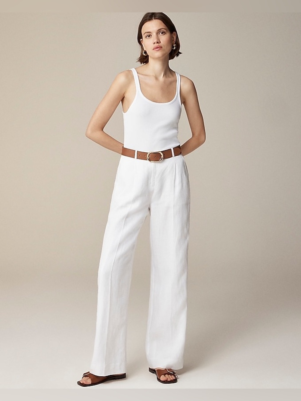NWT J. CREW Wide-Leg Essential Pant White Linen Trousers Size 8